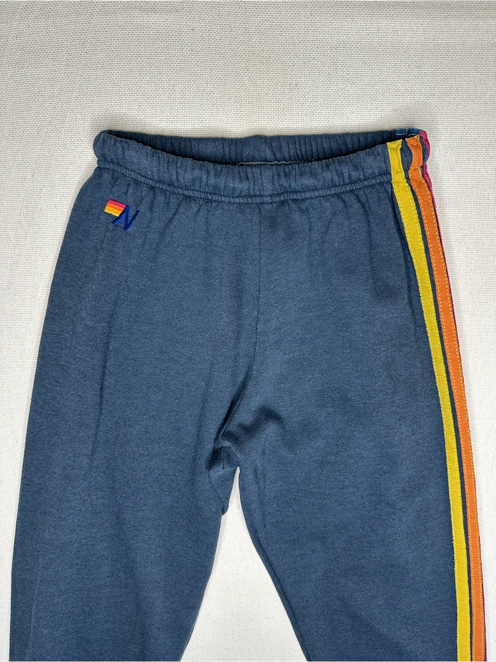 Aviator Nation Navy 5 Stripe Rainbow Sweatpants Joggers Comfy Loungewear Small - Picture 2 of 8